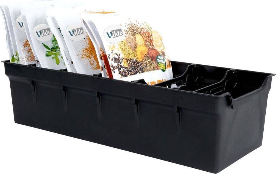 Vilde Organizator recipient bucatarie pentru pungi de condimente negru 30x13x8 cm