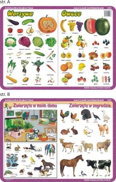 Pad de educație a sistemului vizual. 003 - Legume, fructe, animale