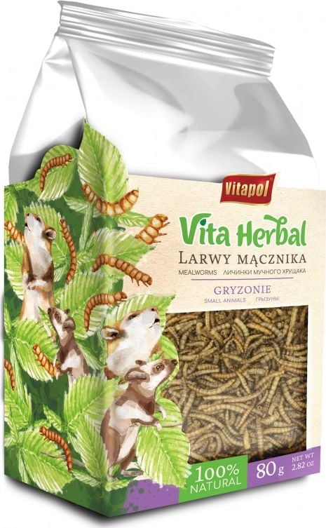 Vitapol Vita Herbal pentru rozătoare, viermi de făină, 80 g