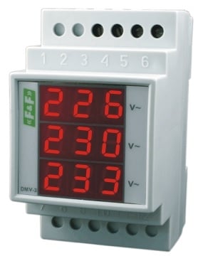 Voltmetru digital modular trifazic F&amp;F 100-300V AC Precizie 1% DMV-3