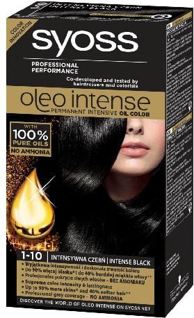 Vopsea de par permanenta fara amoniac Syoss Color Oleo Intense 1-10 Negru Intens, 115 ml