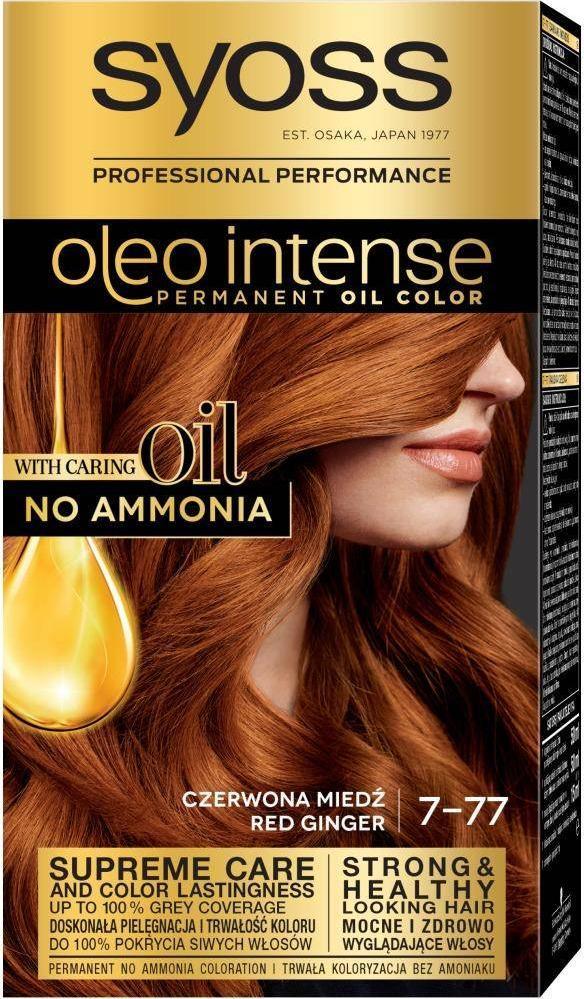 Vopsea de par permanenta fara amoniac Syoss Oleo Intense 7-77 Rosu Ghimbir, 115 ml