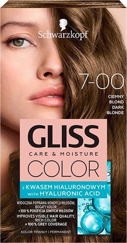 Vopsea de par permanenta Gliss Color 7-00 Blond Inchis, 143 ml