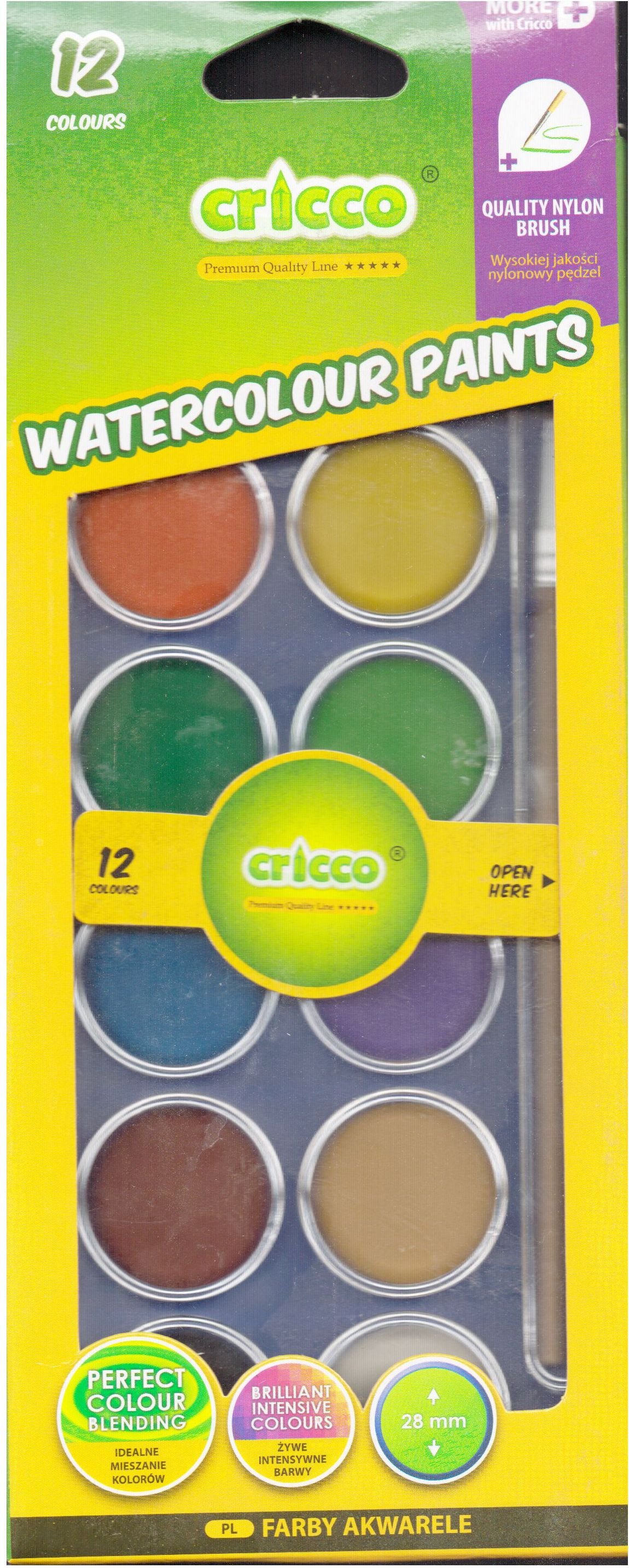 Vopsele pe apă Cricco CRICCO 12 culori.