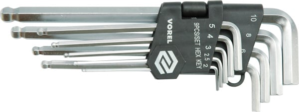 Allen hex cheie de tip set L 2-10mm cu 9units cu bile. (56477)