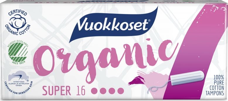 Vuokkoset, 100% BIO, Tampons Super 16 unități