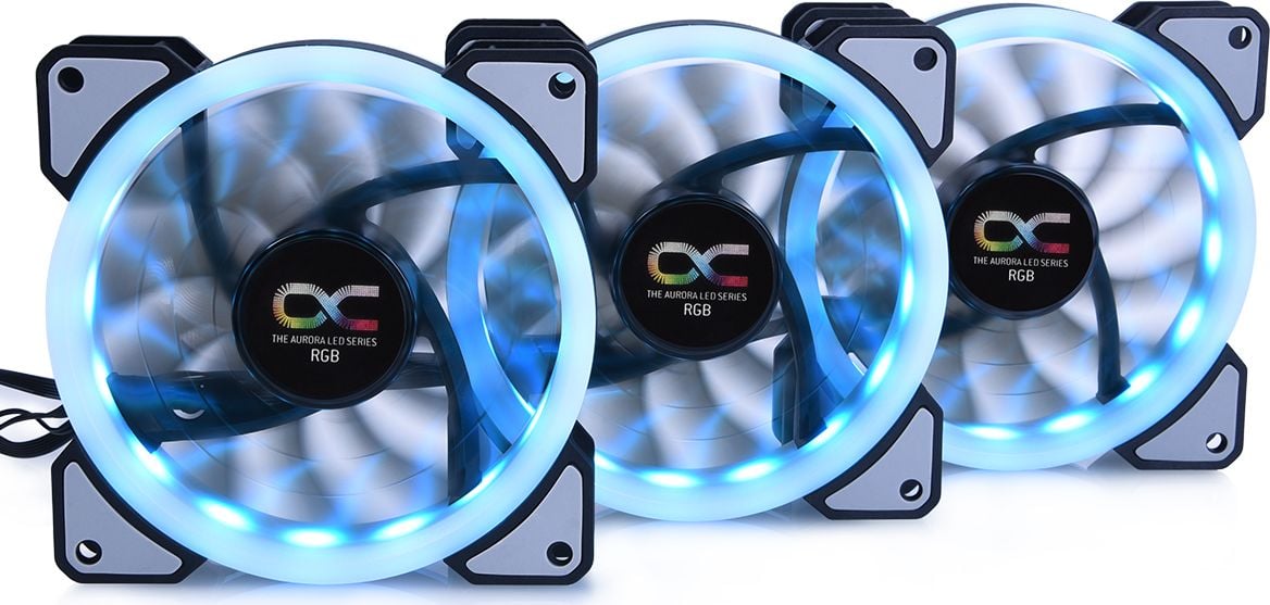 Set 3 ventilatoare PC Alphacool 24804, Aurora LUX Digital RGB, + Hub, 120x120x25mm