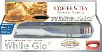 White Glo Pastă de albire pentru îndepărtarea depunerilor de cafea și ceai 100 ml + pensulă