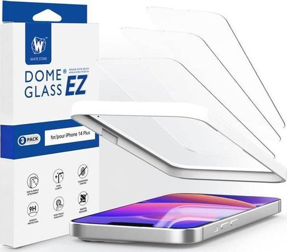 WHITESTONE DOME Sticlă temperată Whitestone EZ Glass Apple iPhone 14 Plus [PACHET DE 3]