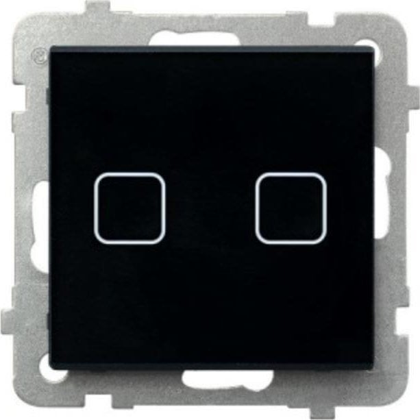 WIERB Ospel Sonata Touch LPD-2RS/m/32 comutator tactil sfesnic montat încastrat dublu cu iluminare de fundal 10AX 230V sticla neagra