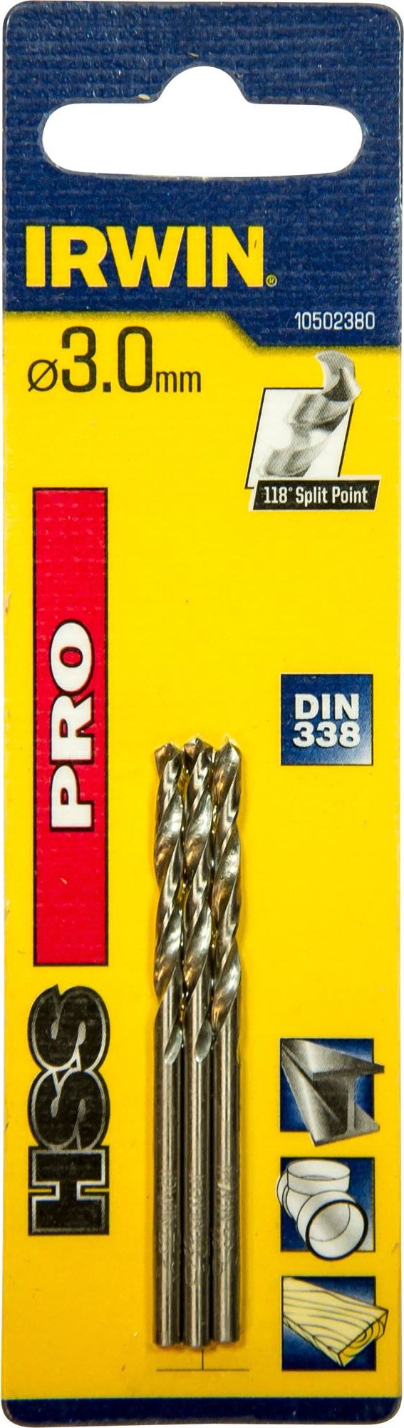 Set 3 burghie pentru metal HSS PRO marca Irwin de 3.00x33x61 mm