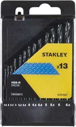 Set 10 burghie HSS-R, intre Ø1.5-6.5 (0.5mm) STA56015-QZ Stanley 1.5, 2, 2.5, 3, 3.2, 3.5, 4, 4.5, 4.8, 5, 5.5, 6, 6.5mm
