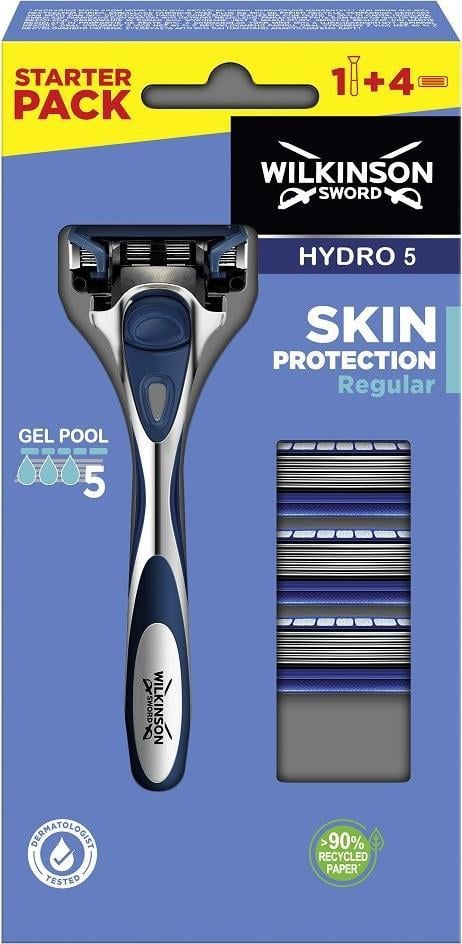 Aparat de ras Wilkinson Hydro 5 Skin Protection,lame înlocuibile pentru bărbați 1buc + cartușe 4buc