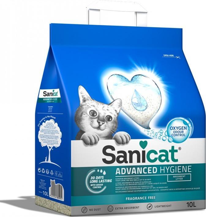 Așternut pentru pisici Sanicat Advanced Hygiene, așternut, pentru pisici, 10l, inodor