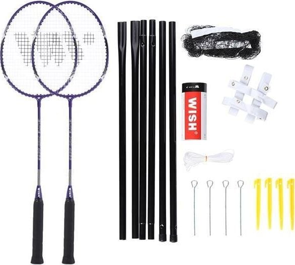 WISH ALUMTEC 4466 Set rachete de badminton violet 2 buc + volante 3 buc + NET + WISH LINES