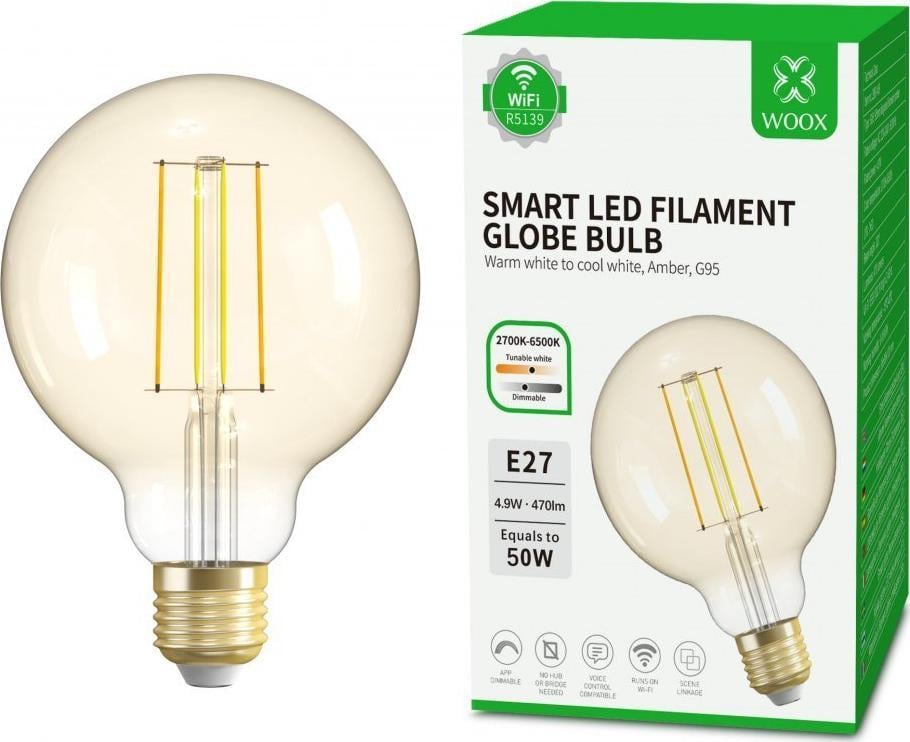 Woox WOOX R5139 Bec inteligent inteligent Retro WiFi LED 4.9W Filament E27 G95