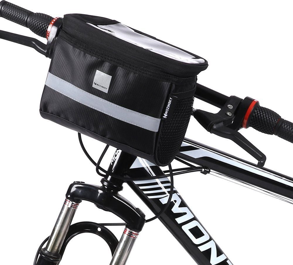 Wozinsky Geanta ghidon de bicicleta cu geam pentru telefon tactil 2L negru Wozinsky WBB12BK Universal