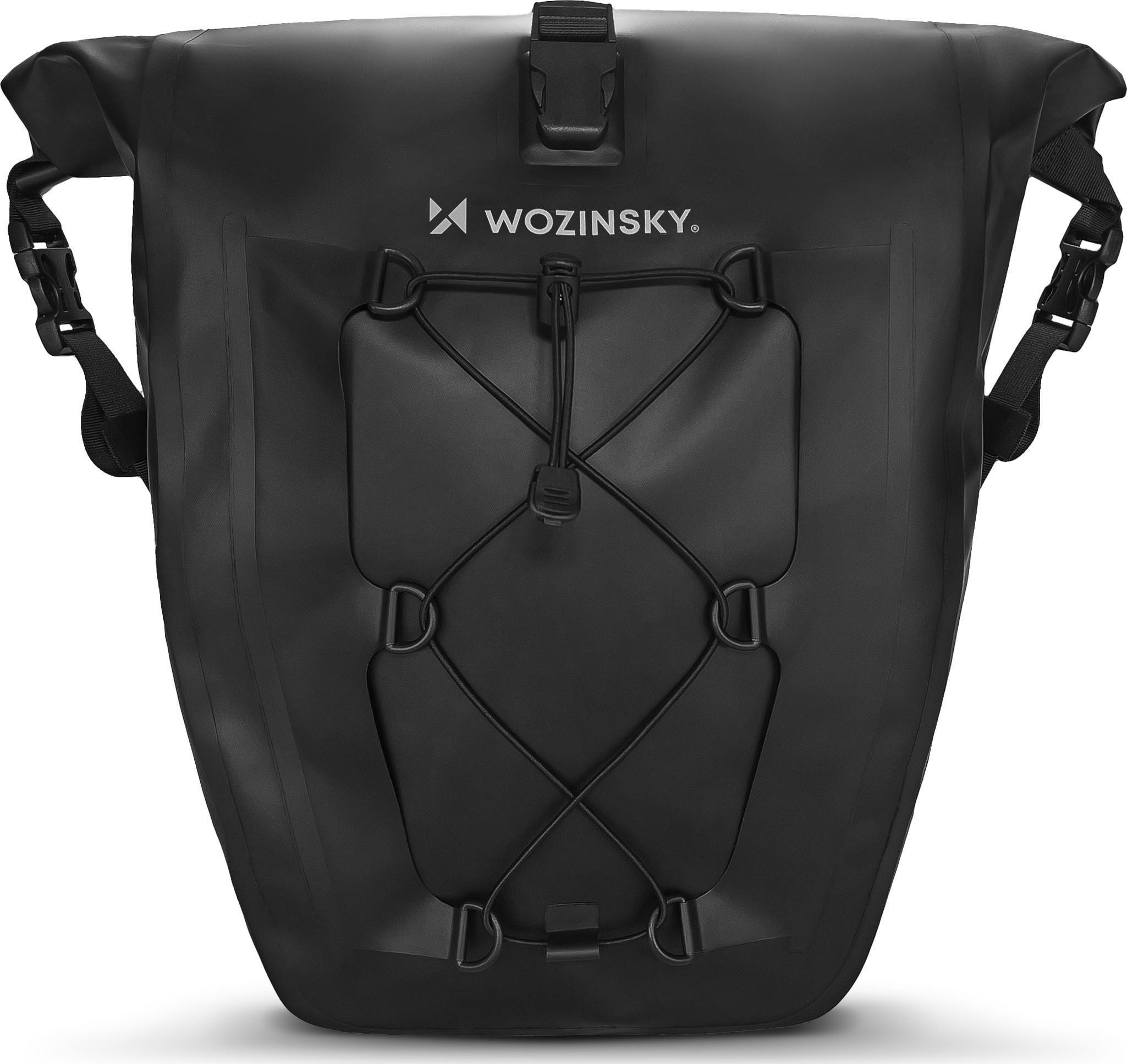 Wozinsky Wodoodporna torba rowerowa sakwa na bagażnik 25l 2w1 czarny (WBB24BK)