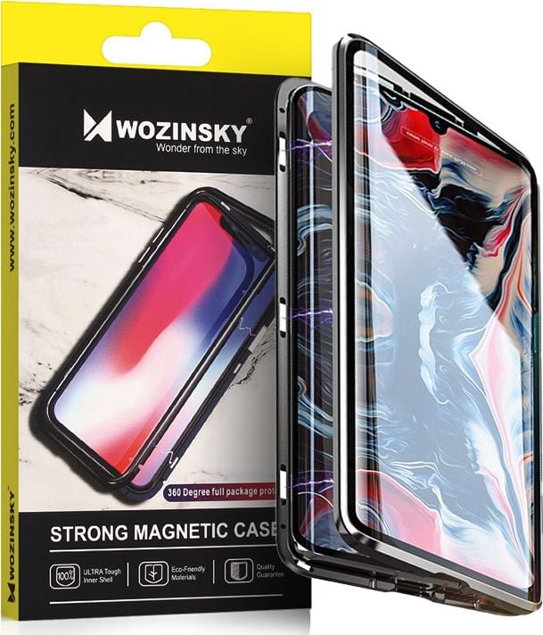 Wozinsky Wozinsky Full Magnetic Case magnetyczne etui 360 pokrowiec na przód i tył z wbudowanym szkłem Vivo X60 czarno-przezroczysty