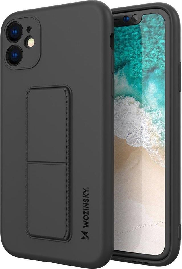 Wozinsky Wozinsky Kickstand Case elastyczne silikonowe etui z podstawką iPhone 11 Pro czarny