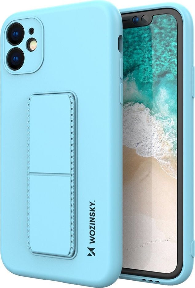 Wozinsky Wozinsky Kickstand Case elastyczne silikonowe etui z podstawką iPhone 11 Pro Max jasnoniebieski