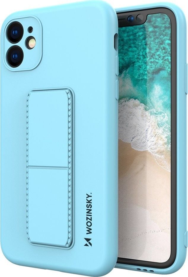 Wozinsky Wozinsky Kickstand Case elastyczne silikonowe etui z podstawką iPhone 12 jasnoniebieski
