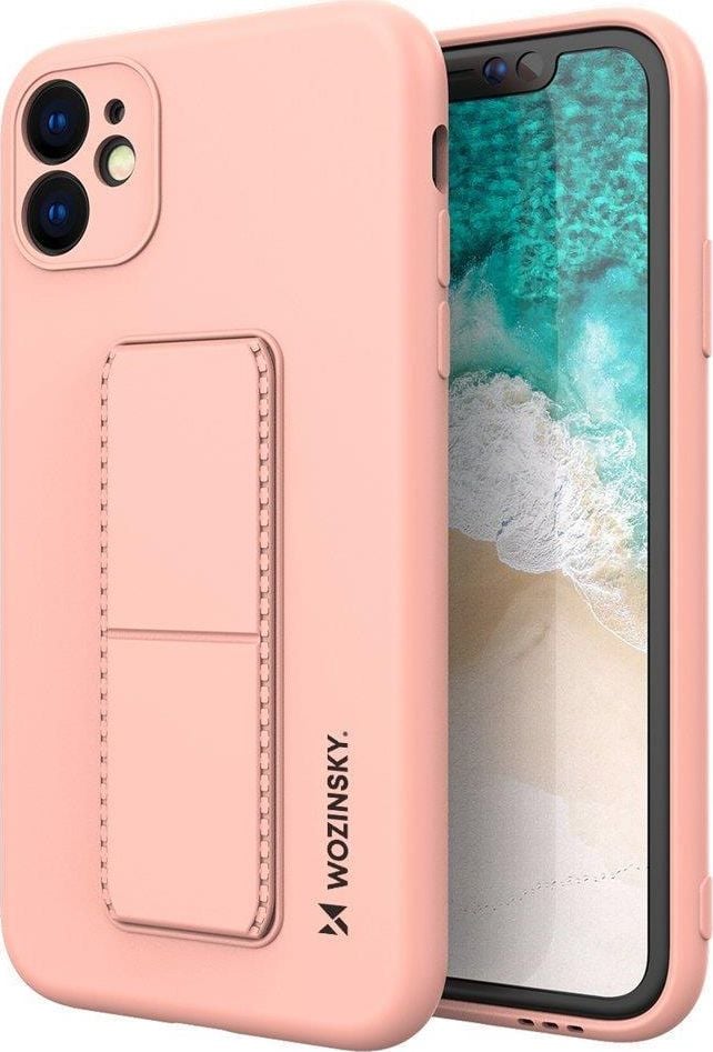 Wozinsky Wozinsky Kickstand Case elastyczne silikonowe etui z podstawką iPhone 12 mini różowy