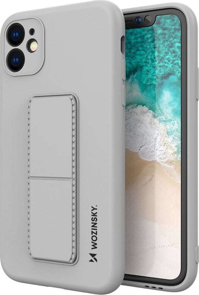 Wozinsky Wozinsky Kickstand Case elastyczne silikonowe etui z podstawką iPhone 12 mini szary