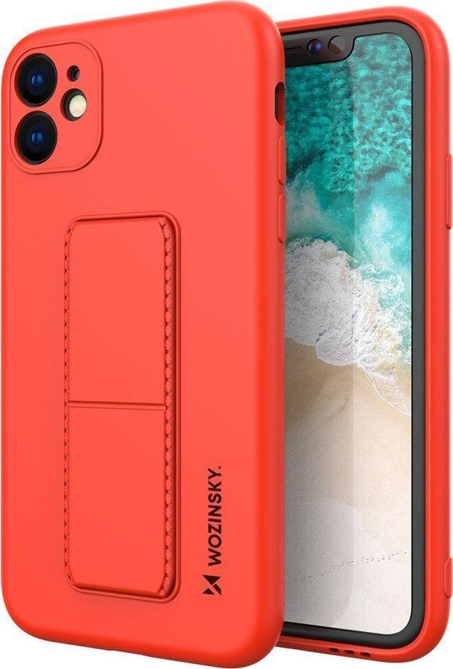 Wozinsky Wozinsky Kickstand Case elastyczne silikonowe etui z podstawką iPhone 12 Pro czerwony