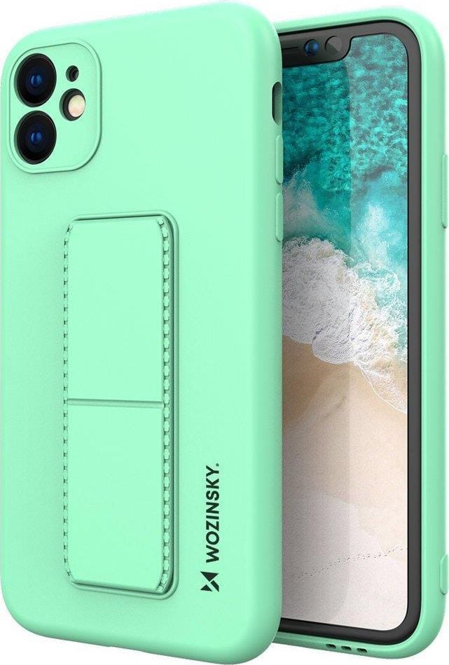 Wozinsky Wozinsky Kickstand Case elastyczne silikonowe etui z podstawką iPhone 12 Pro Max miętowy