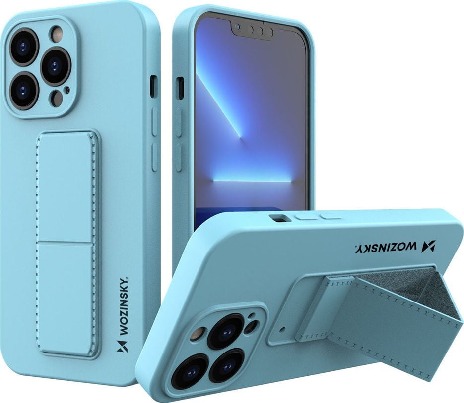 Wozinsky Wozinsky Kickstand Case elastyczne silikonowe etui z podstawką iPhone 13 mini niebieski