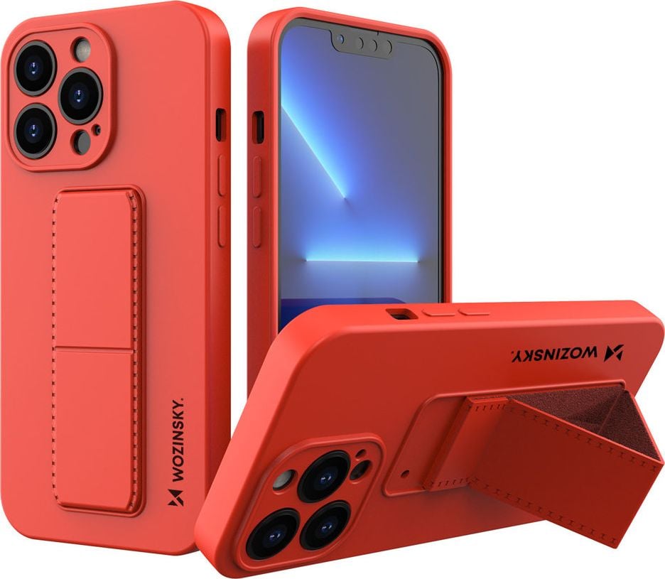Wozinsky Wozinsky Kickstand Case elastyczne silikonowe etui z podstawką iPhone 13 Pro czerwony