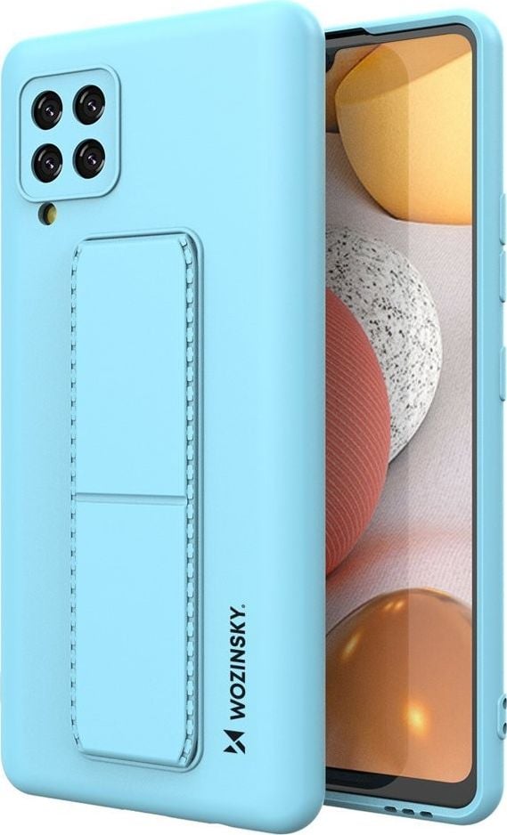 Wozinsky Wozinsky Kickstand Case elastyczne silikonowe etui z podstawką Samsung Galaxy A42 5G jasnoniebieski