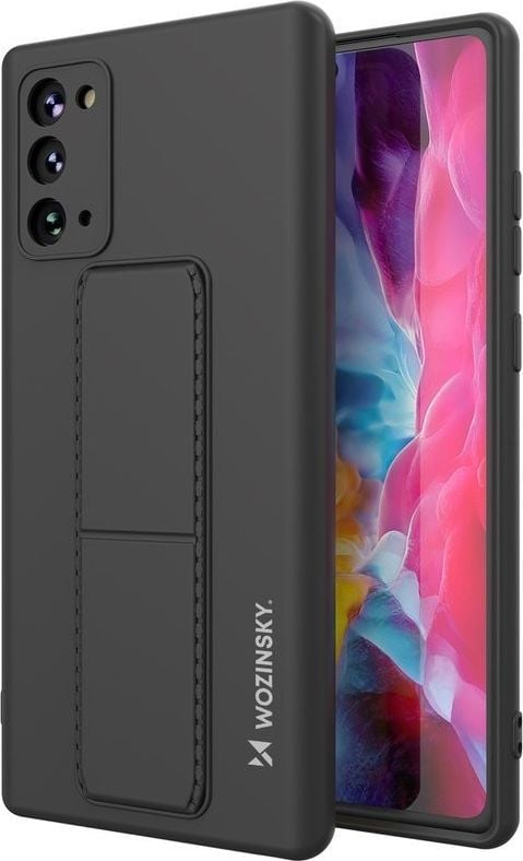 Wozinsky Wozinsky Kickstand Case elastyczne silikonowe etui z podstawką Samsung Galaxy Note 20 czarny