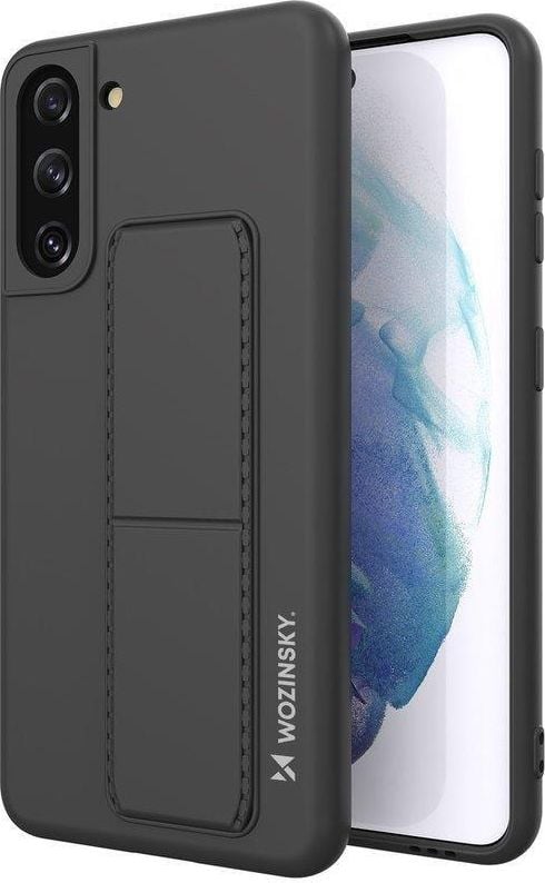 Wozinsky Wozinsky Kickstand Case elastyczne silikonowe etui z podstawką Samsung Galaxy S21+ 5G (S21 Plus 5G) czarny