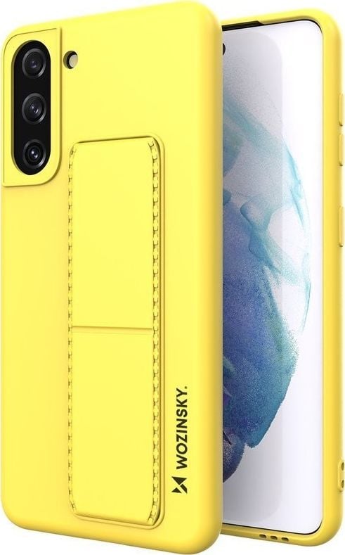 Wozinsky Wozinsky Kickstand Case elastyczne silikonowe etui z podstawką Samsung Galaxy S21+ 5G (S21 Plus 5G) żółty