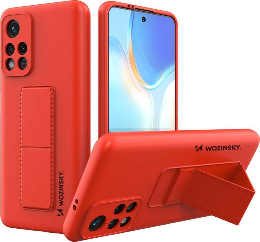 Wozinsky Wozinsky Kickstand Case elastyczne silikonowe etui z podstawką Xiaomi Poco M4 Pro 5G czerwony
