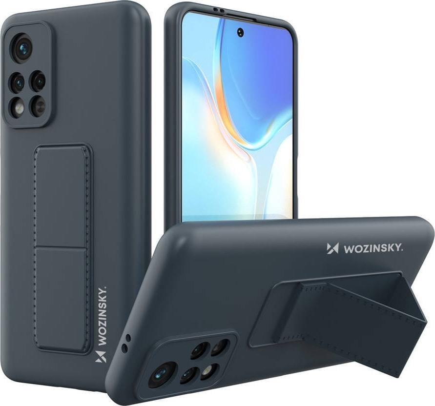 Wozinsky Wozinsky Kickstand Case elastyczne silikonowe etui z podstawką Xiaomi Poco M4 Pro 5G granatowy