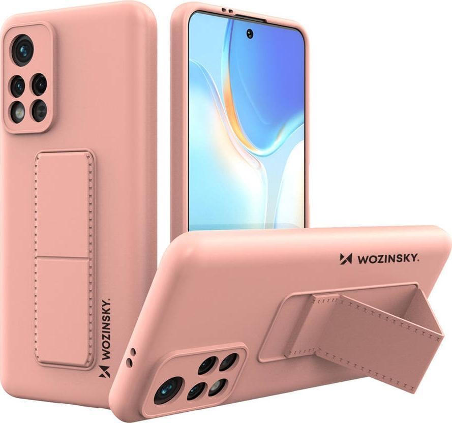 Wozinsky Wozinsky Kickstand Case elastyczne silikonowe etui z podstawką Xiaomi Poco M4 Pro 5G różowy