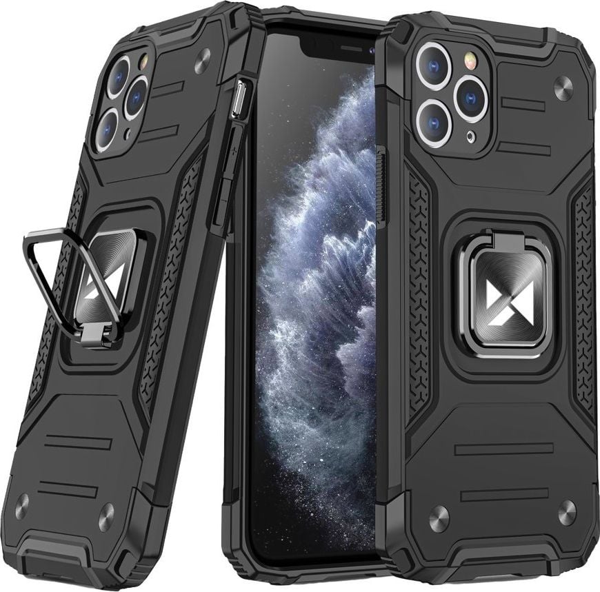 Wozinsky Wozinsky Ring Armor pancerne hybrydowe etui pokrowiec + magnetyczny uchwyt iPhone 11 Pro czarny