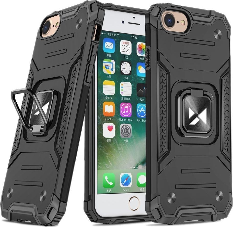 Wozinsky Wozinsky Ring Armor pancerne hybrydowe etui pokrowiec + magnetyczny uchwyt iPhone SE 2020 / iPhone 8 / iPhone 7 czarny