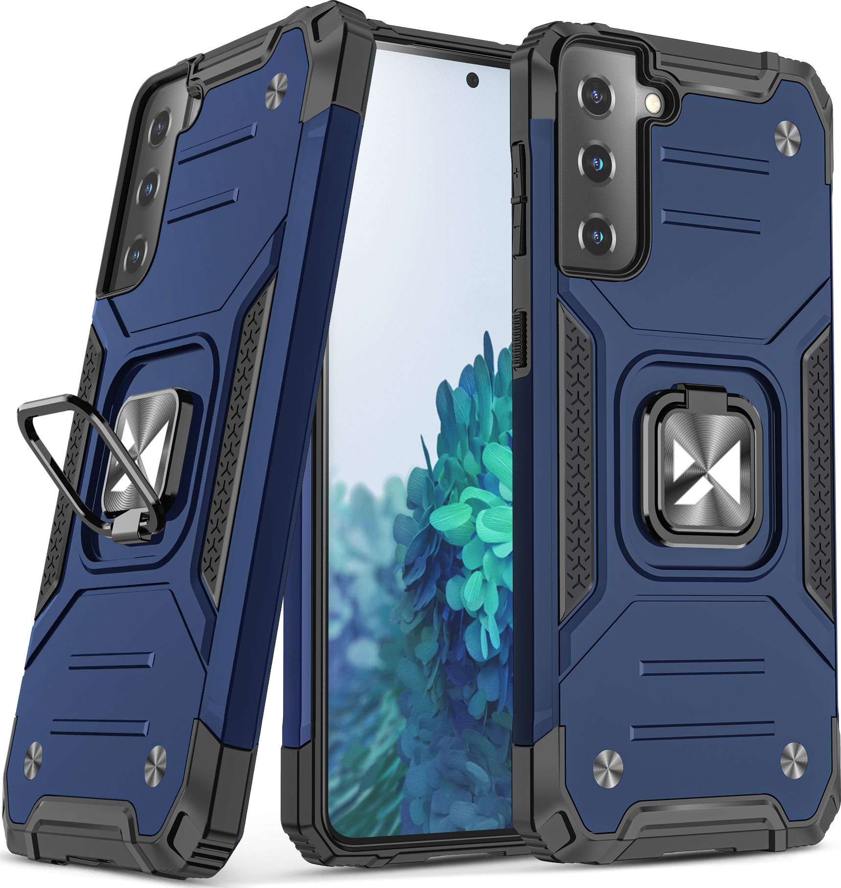 Wozinsky Wozinsky Ring Armor pancerne hybrydowe etui pokrowiec + magnetyczny uchwyt Samsung Galaxy S22 niebieski