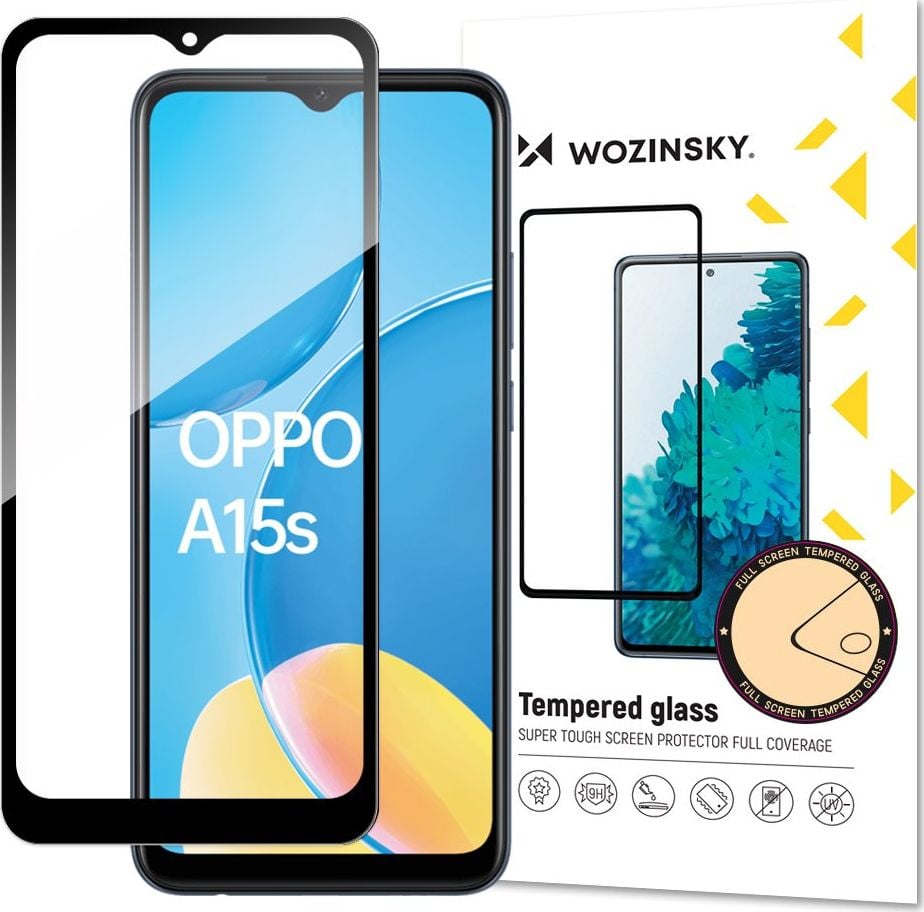 Wozinsky Wozinsky super wytrzymałe szkło hartowane Full Glue na cały ekran z ramką Case Friendly Oppo A15s / A15 czarny