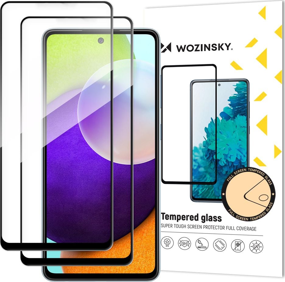 Wozinsky Wozinsky zestaw 2x super wytrzymałe szkło hartowane Full Glue na cały ekran z ramką Case Friendly Samsung Galaxy A52s 5G / A52 5G / A52 4G czarny