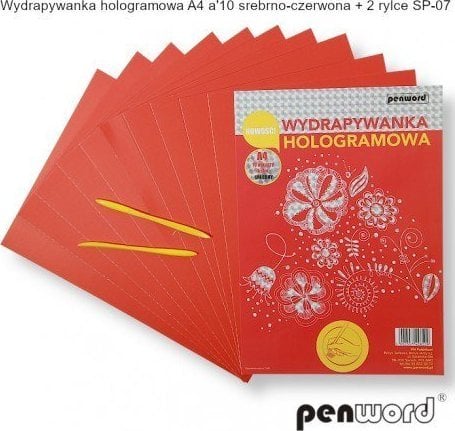 HOLOGRAMĂ SCRATCH-OUT A4 a10 SILVER-RED + 2 styluses SP-07