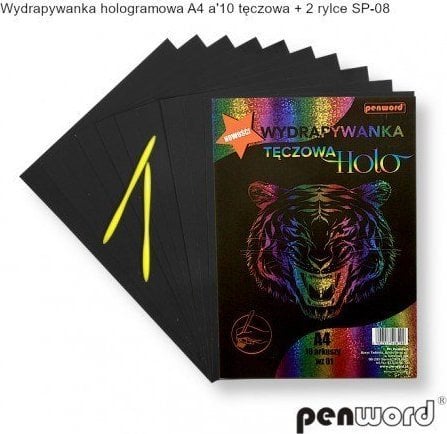 HOLOGRAMĂ SCRATCH-OUT A4 a10 RAINBOW + 2 stilouri SP-08