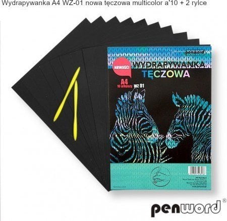 Rainbow card răzuibil A4 (10 coli) multicolor + 2 stilouri WZ-01