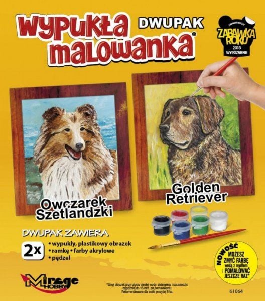 Wypukła malowanka Dwupak Owczarek Szetlandzki i Golden Retriver