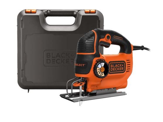 Fierastrau pendular Black & Decker KS801SE, 550 W, 230 V, 3000 RPM, 80 mm adancime maxima taiere, 45&deg; unghi taiere, functie AutoSelect + cutie depozitare