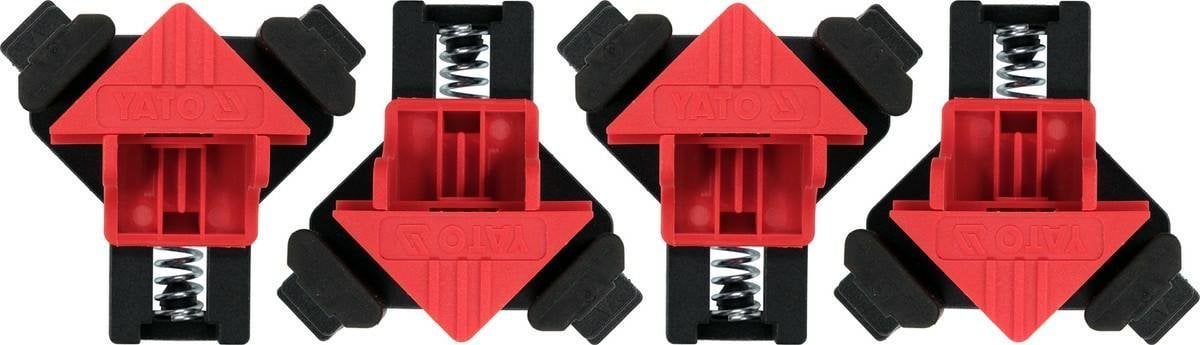 Set 4 x cleme de colt YATO YT-64300, Plastic, Unghi de 90&deg;, Strangere rapida 5-22mm, Negru/Rosu